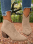Soft Faux Suede Pointed Toe Chunky Heel Booties