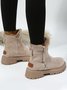 Women's Fleece Warm Chunky Heel Round Toe Ski Boots