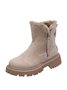 Women's Fleece Warm Chunky Heel Round Toe Ski Boots