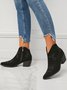 Soft Faux Suede Pointed Toe Chunky Heel Booties