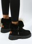 Women's Fleece Warm Chunky Heel Round Toe Ski Boots