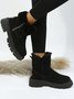 Women's Fleece Warm Chunky Heel Round Toe Ski Boots