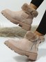 Women's Fleece Warm Chunky Heel Round Toe Ski Boots