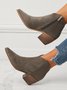Soft Faux Suede Pointed Toe Chunky Heel Booties