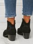 Soft Faux Suede Pointed Toe Chunky Heel Booties