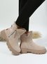 Women's Fleece Warm Chunky Heel Round Toe Ski Boots