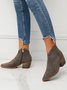 Soft Faux Suede Pointed Toe Chunky Heel Booties