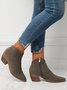 Soft Faux Suede Pointed Toe Chunky Heel Booties