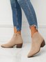 Soft Faux Suede Pointed Toe Chunky Heel Booties