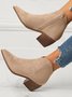 Soft Faux Suede Pointed Toe Chunky Heel Booties
