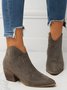 Soft Faux Suede Pointed Toe Chunky Heel Booties