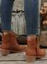 Vintage Ethnic Embossed Pointed Toe Chunky Heel Booties