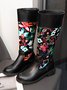 Vintage Ethnic Floral Embroidered Western Cowboy Boots Rider Boots