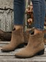 Vintage Ethnic Embossed Pointed Toe Chunky Heel Booties