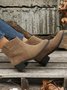 Vintage Ethnic Embossed Pointed Toe Chunky Heel Booties