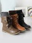 Comfortable Soft Flat Round Toe Vintage Knit Panel Biker Booties