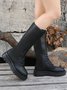 Lace-Up Platform Long Round Toe Rider Boots