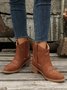 Vintage Ethnic Embossed Pointed Toe Chunky Heel Booties