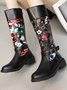 Vintage Ethnic Floral Embroidered Western Cowboy Boots Rider Boots