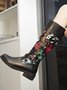 Vintage Ethnic Floral Embroidered Western Cowboy Boots Rider Boots