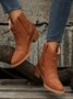 Vintage Ethnic Embossed Pointed Toe Chunky Heel Booties