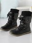 Comfortable Soft Flat Round Toe Vintage Knit Panel Biker Booties
