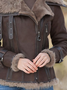 Shawl Collar Suede Plain Teddy Jacket