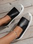 Rhinestone Toe Faux Leather Platform Loafers