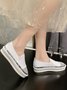 Rhinestone Toe Faux Leather Platform Loafers