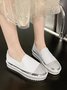 Rhinestone Toe Faux Leather Platform Loafers