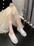 Rhinestone Toe Faux Leather Platform Loafers