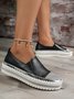 Rhinestone Toe Faux Leather Platform Loafers