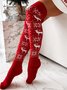 Christmas Elk Snowflake Old Man Pattern Woolen Stockings Over the Knee Socks Holiday Party Socks