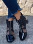 Lace Rhinestone Mesh Panel Crystal Chunky Heel Wedding Booties