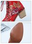 Floral Satin Chunky-Heel Pointed-Toe Booties