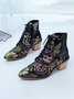 Floral Satin Chunky-Heel Pointed-Toe Booties