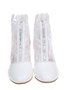 Lace Rhinestone Mesh Panel Crystal Chunky Heel Wedding Booties