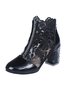 Lace Rhinestone Mesh Panel Crystal Chunky Heel Wedding Booties