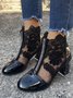 Lace Rhinestone Mesh Panel Crystal Chunky Heel Wedding Booties