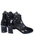 Lace Rhinestone Mesh Panel Crystal Chunky Heel Wedding Booties