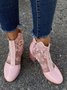 Lace Rhinestone Mesh Panel Crystal Chunky Heel Wedding Booties