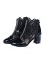 Lace Rhinestone Mesh Panel Crystal Chunky Heel Wedding Booties