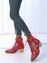 Floral Satin Chunky-Heel Pointed-Toe Booties