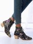 Floral Satin Chunky-Heel Pointed-Toe Booties