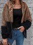 Fluff/Granular Fleece Fabric Color Block Hoodie Teddy Jacket