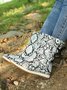 Leopard Snake Print Plain Casual Short Boots