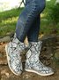 Leopard Snake Print Plain Casual Short Boots