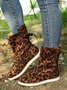 Leopard Snake Print Plain Casual Short Boots