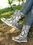 Leopard Snake Print Plain Casual Short Boots