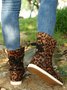 Leopard Snake Print Plain Casual Short Boots